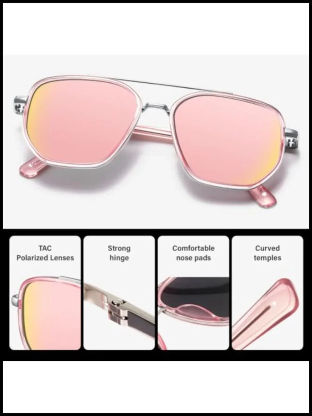 Polarized Aviator Sunglasses with UV Protection Metal Frame